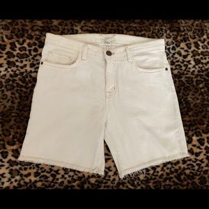 Current/Elliott white denim shorts.